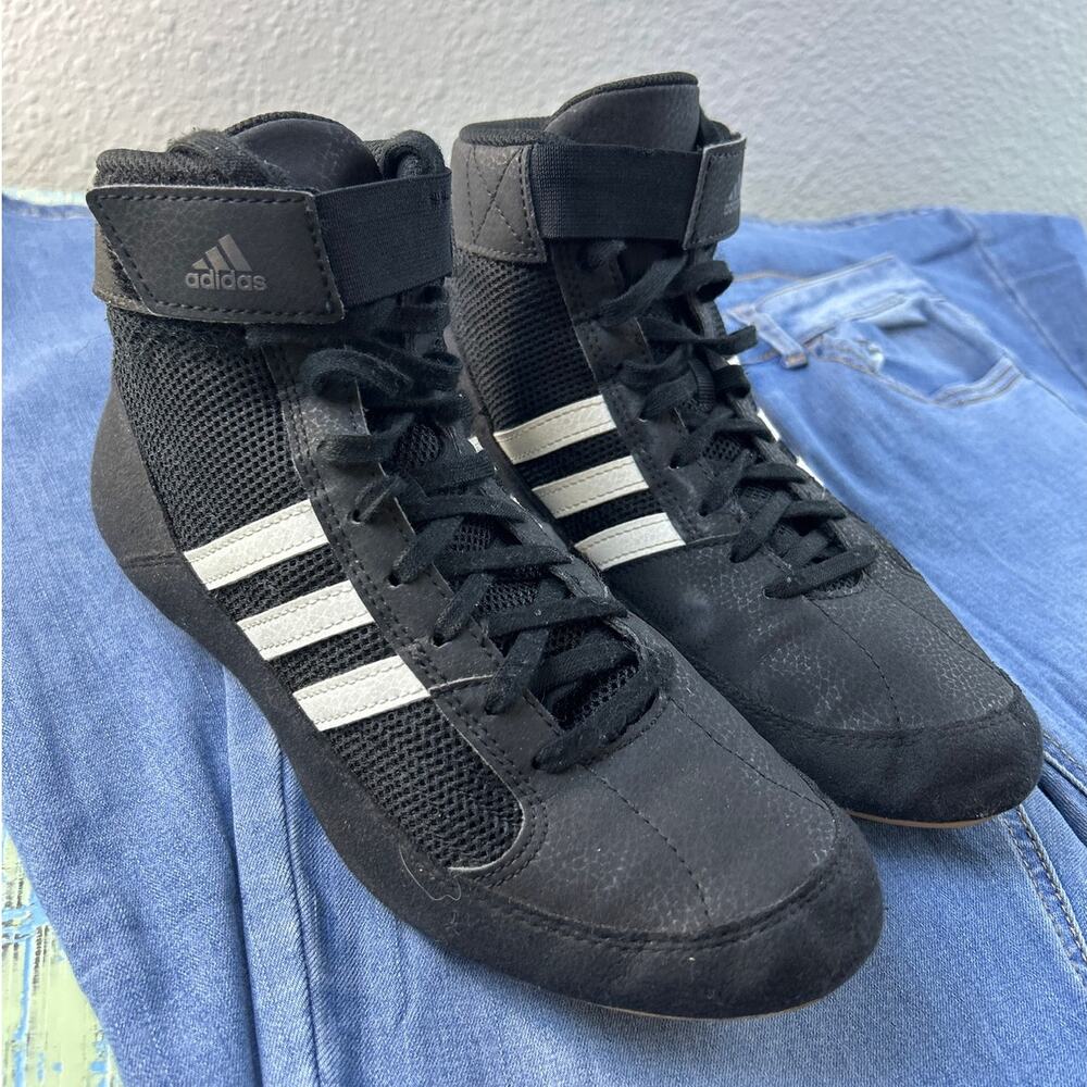 Mens Adidas HVC 2 Wrestling Shoes Black White Size 7